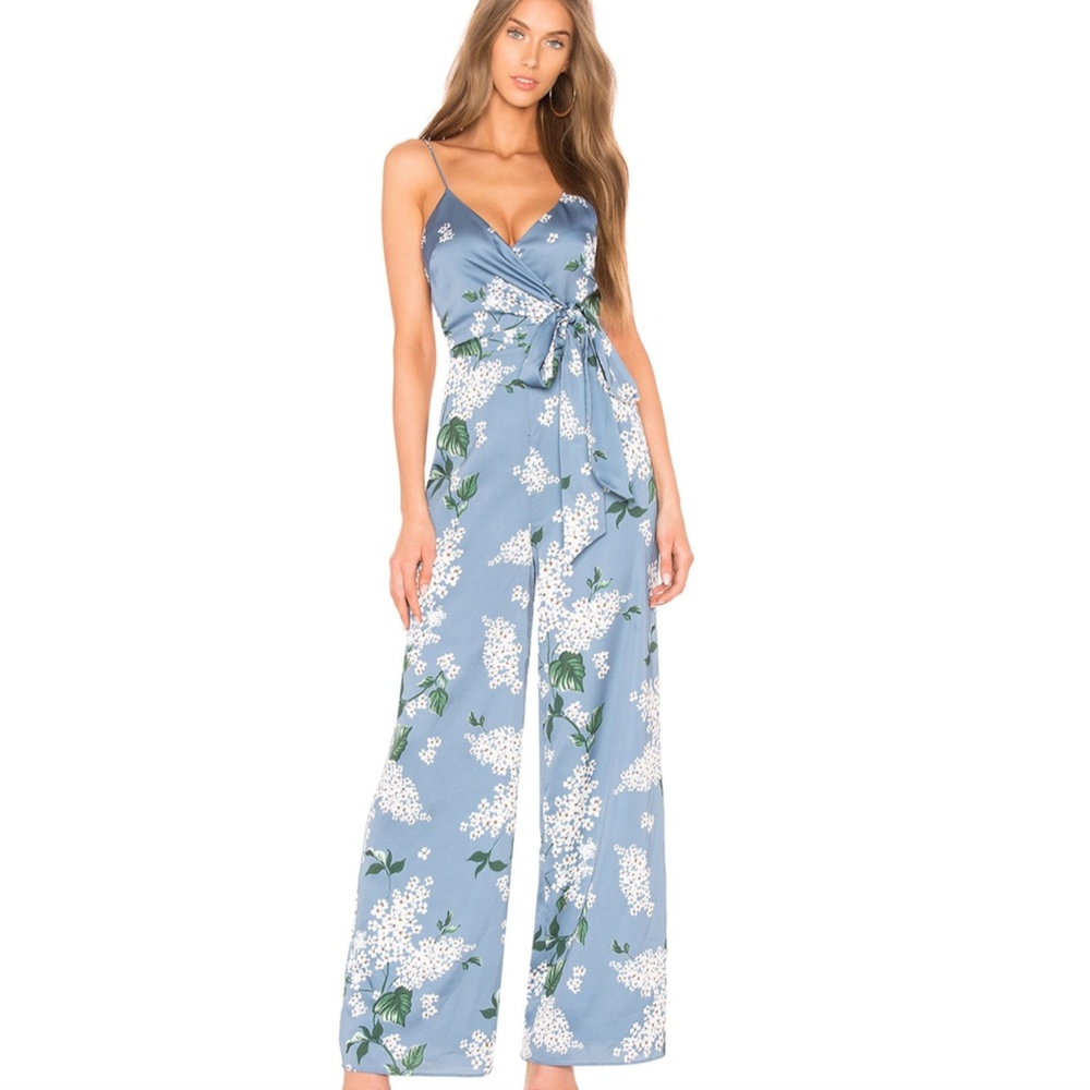 KEEPSAKE the Label Dusty Blue Floral This Moment Jumpsuit, Size Small NWT